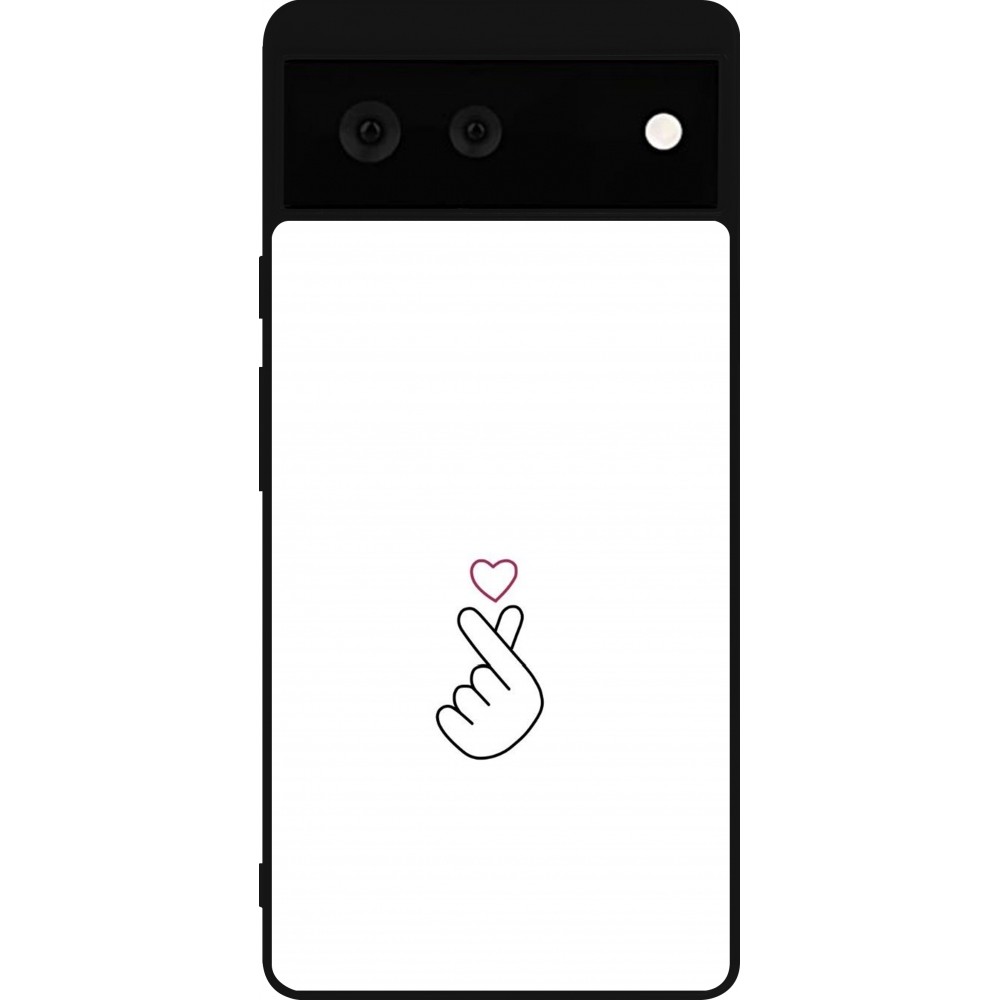 Coque Google Pixel 6 - Silicone rigide noir Valentine 2024 heart by Millennials