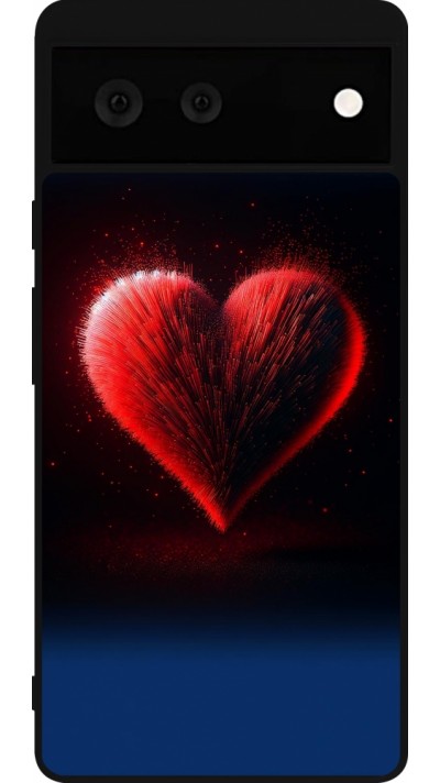 Google Pixel 6 Case Hülle - Silikon schwarz Valentin 2025 rotes Herz