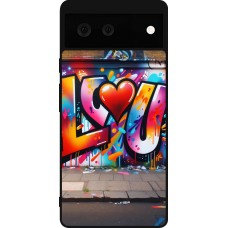 Google Pixel 6 Case Hülle - Silikon schwarz Valentin 2025 Liebe U Tag