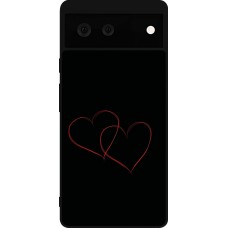 Google Pixel 6 Case Hülle - Silikon schwarz Valentine 2023 attached heart