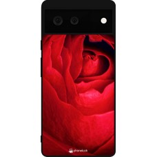 Google Pixel 6 Case Hülle - Silikon schwarz Valentine 2022 Rose