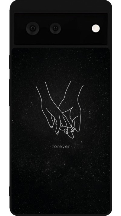 Google Pixel 6 Case Hülle - Silikon schwarz Valentine 2023 hands forever