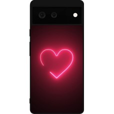 Google Pixel 6 Case Hülle - Silikon schwarz Valentine 2023 single neon heart