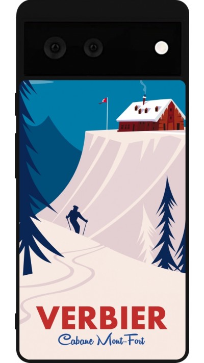 Google Pixel 6 Case Hülle - Silikon schwarz Verbier Cabane Mont-Fort