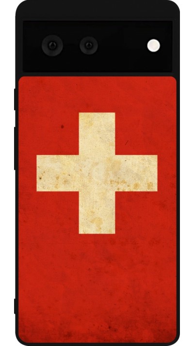 Google Pixel 6 Case Hülle - Silikon schwarz Vintage Flag SWISS