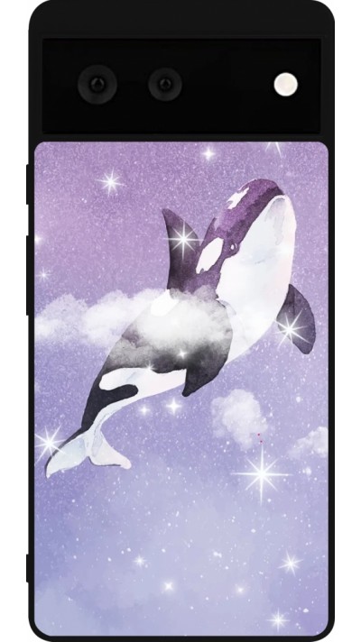 Google Pixel 6 Case Hülle - Silikon schwarz Whale in sparking stars