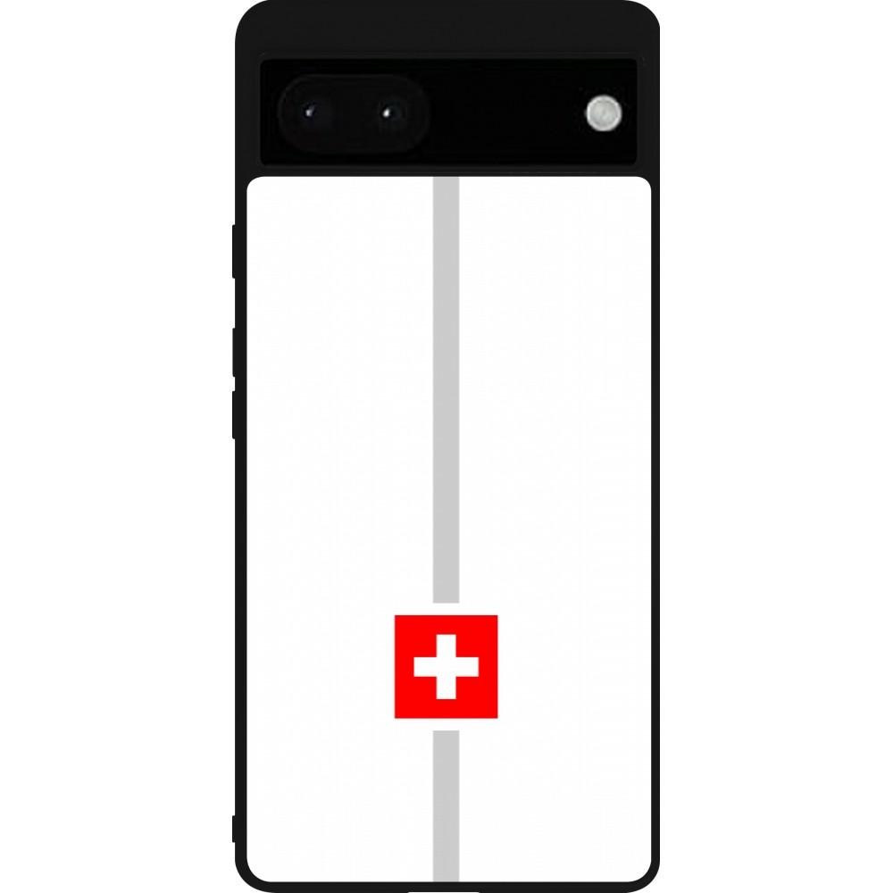 Google Pixel 6a Case Hülle - Silikon schwarz Kanton CH weiss