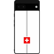 Google Pixel 6a Case Hülle - Silikon schwarz Kanton CH weiss