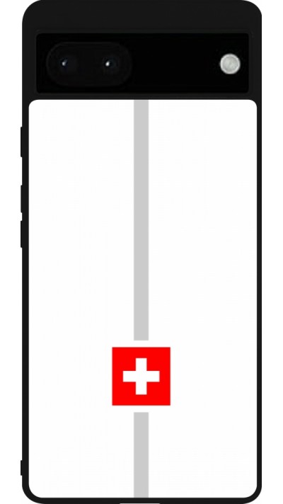 Google Pixel 6a Case Hülle - Silikon schwarz Kanton CH weiss