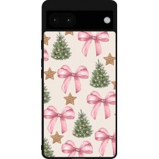 Google Pixel 6a Case Hülle - Silikon schwarz Christmas 25 Vintage Ribbons