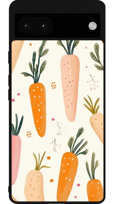 Coque Google Pixel 6a - Silicone rigide noir Easter 2026 Illustration carrots