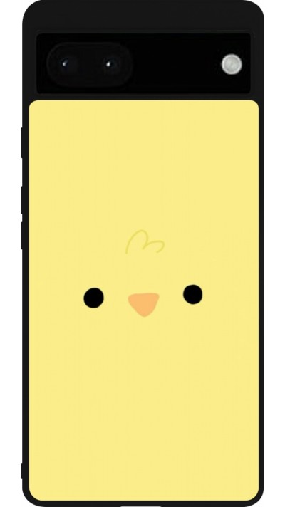 Coque Google Pixel 6a - Silicone rigide noir Easter 2026 Little chicken