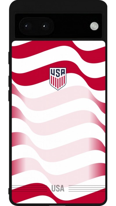 Coque Google Pixel 6a - Silicone rigide noir Maillot de football États-Unis 2026 personnalisable