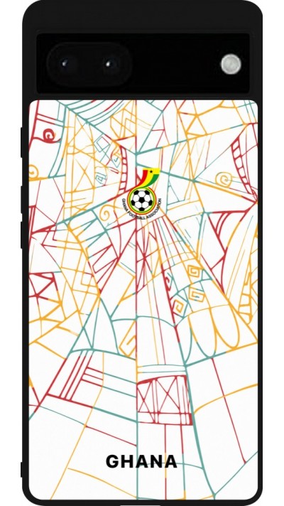 Coque Google Pixel 6a - Silicone rigide noir Maillot de football Ghana 2026 personnalisable
