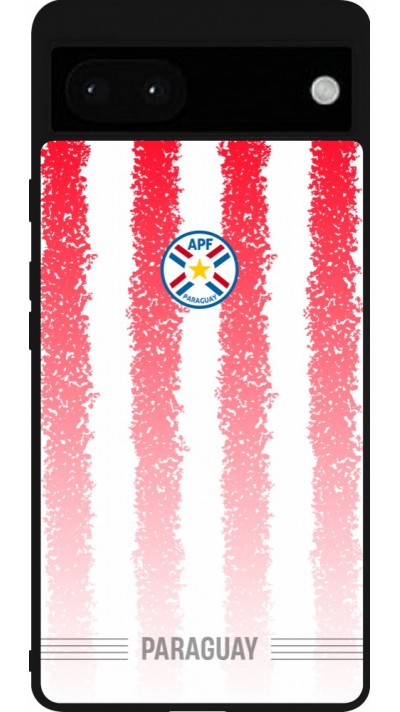 Coque Google Pixel 6a - Silicone rigide noir Maillot de football Paraguay 2026 personnalisable