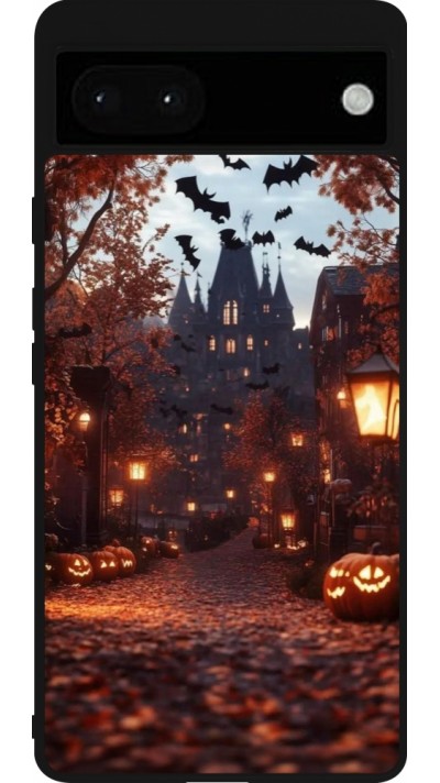 Google Pixel 6a Case Hülle - Silikon schwarz Halloween 2025 Haunted house