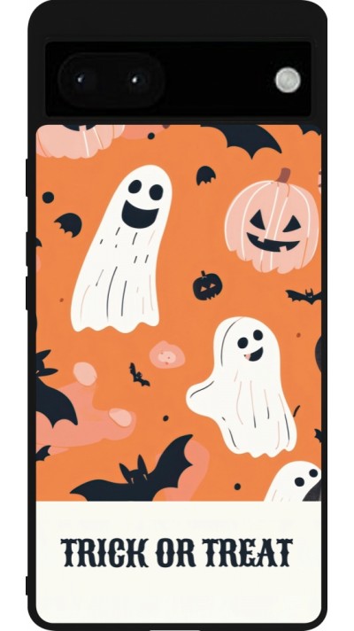 Google Pixel 6a Case Hülle - Silikon schwarz Halloween 2025 Trick treat