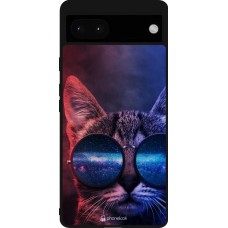 Google Pixel 6a Case Hülle - Silikon schwarz Red Blue Cat Glasses