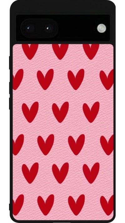 Google Pixel 6a Case Hülle - Silikon schwarz Saint Valentines Day 26 Pattern heart