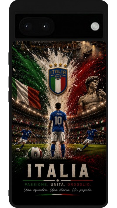 Coque Google Pixel 6a - Silicone rigide noir Football Italie splash 2026