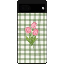 Google Pixel 6a Case Hülle - Silikon schwarz Green vichy tulips Spring 2026