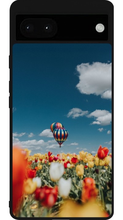 Google Pixel 6a Case Hülle - Silikon schwarz Hot air balloon Spring 2026