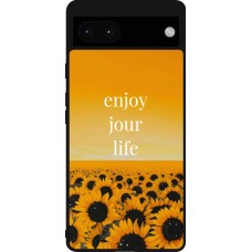 Coque Google Pixel 6a - Silicone rigide noir Summer 2025 Enjoy your life