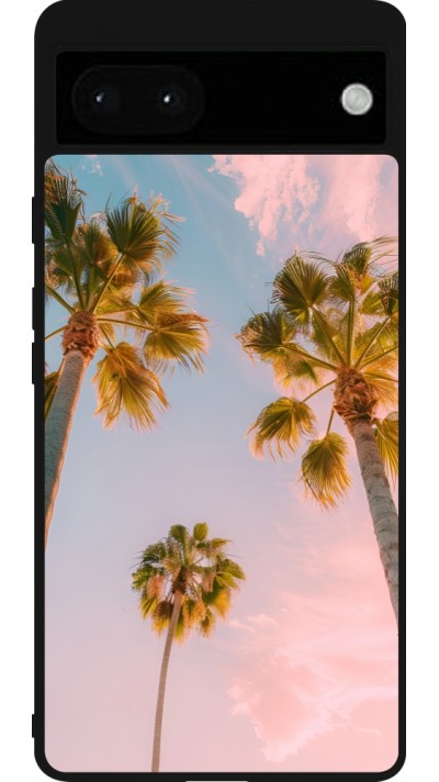 Google Pixel 6a Case Hülle - Silikon schwarz Summer 2025 Palmiers