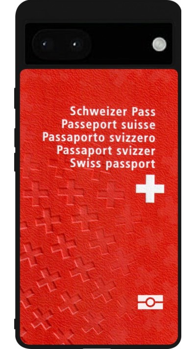 Google Pixel 6a Case Hülle - Silikon schwarz Swiss Passport