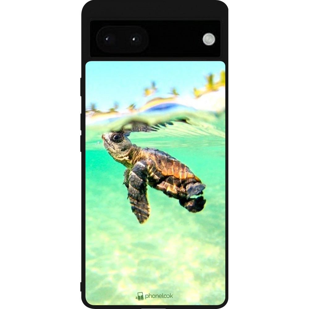 Google Pixel 6a Case Hülle - Silikon schwarz Turtle Underwater