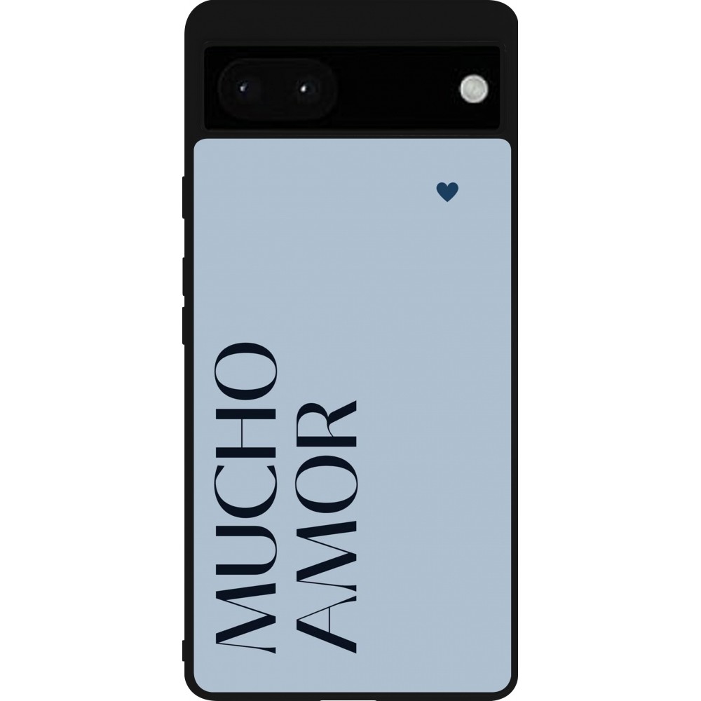 Google Pixel 6a Case Hülle - Silikon schwarz Valentine 2024 mucho amor azul