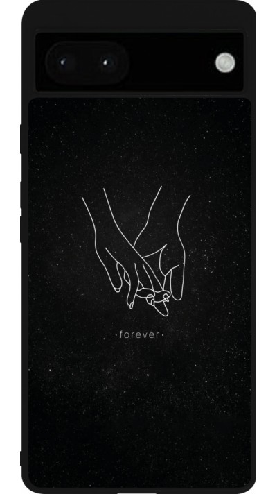 Google Pixel 6a Case Hülle - Silikon schwarz Valentine 2023 hands forever