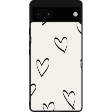 Google Pixel 6a Case Hülle - Silikon schwarz Valentine 2023 minimalist hearts