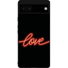 Google Pixel 6a Case Hülle - Silikon schwarz Valentine 2023 neon love