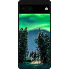 Google Pixel 6a Case Hülle - Silikon schwarz Winter 22 Northern Lights