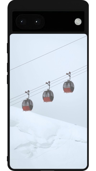 Google Pixel 6a Case Hülle - Silikon schwarz Winter 22 ski lift