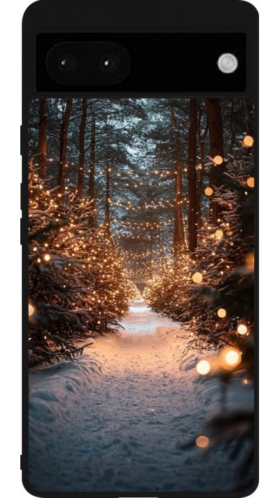 Google Pixel 6a Case Hülle - Silikon schwarz Winter 25 Winter snowy road