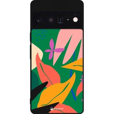 Google Pixel 6 Pro Case Hülle - Silikon schwarz Abstract Jungle