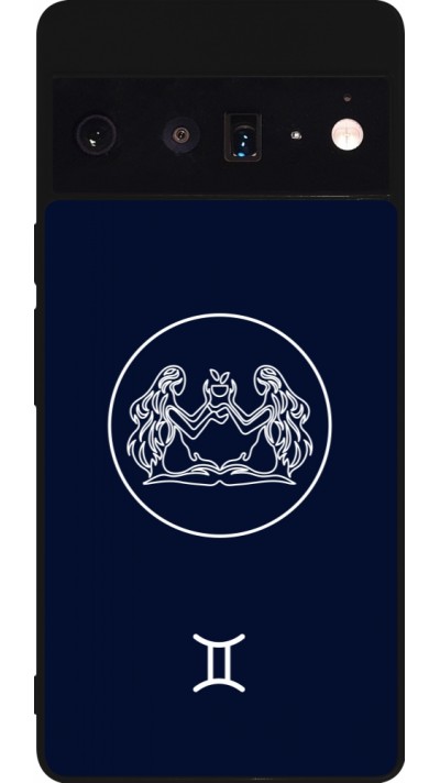 Google Pixel 6 Pro Case Hülle - Silikon schwarz Astrologie Zwillinge
