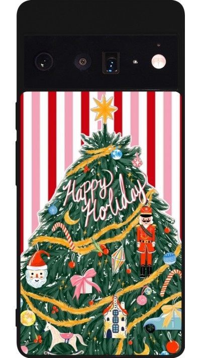 Coque Google Pixel 6 Pro - Silicone rigide noir Christmas 25 Happy Holiday