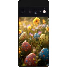 Google Pixel 6 Pro Case Hülle - Silikon schwarz Easter 2026 Decorated eggs