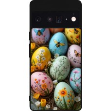 Google Pixel 6 Pro Case Hülle - Silikon schwarz Easter 2026 Eggs with bees