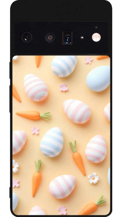 Google Pixel 6 Pro Case Hülle - Silikon schwarz Easter 2026 Pattern Easter