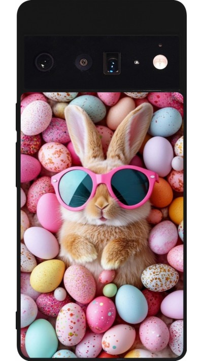 Google Pixel 6 Pro Case Hülle - Silikon schwarz Easter 2026 Rabbit fun