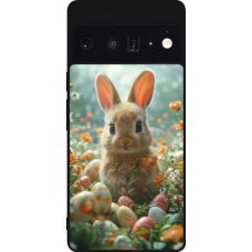 Google Pixel 6 Pro Case Hülle - Silikon schwarz Easter 2026 Rabbit in the garden