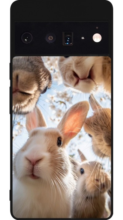 Google Pixel 6 Pro Case Hülle - Silikon schwarz Easter 2026 Rabbits