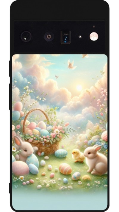 Coque Google Pixel 6 Pro - Silicone rigide noir Easter 2025 Pastel Pâques