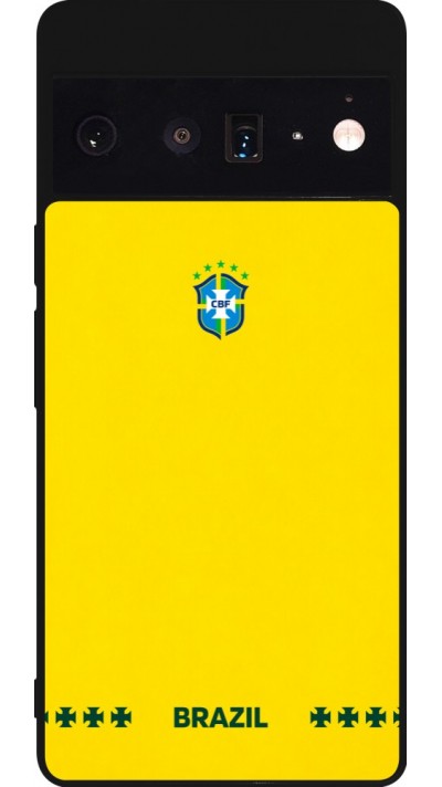 Google Pixel 6 Pro Case Hülle - Silikon schwarz Brasilien 2026 personalisierbares Fussballtrikot
