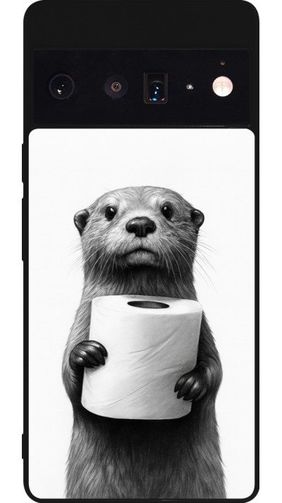 Google Pixel 6 Pro Case Hülle - Silikon schwarz Otter Toilettenpapier
