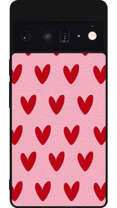 Google Pixel 6 Pro Case Hülle - Silikon schwarz Saint Valentines Day 26 Pattern heart